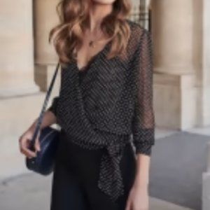 Sezane Dafne Sheer Polka Dot Blouse
